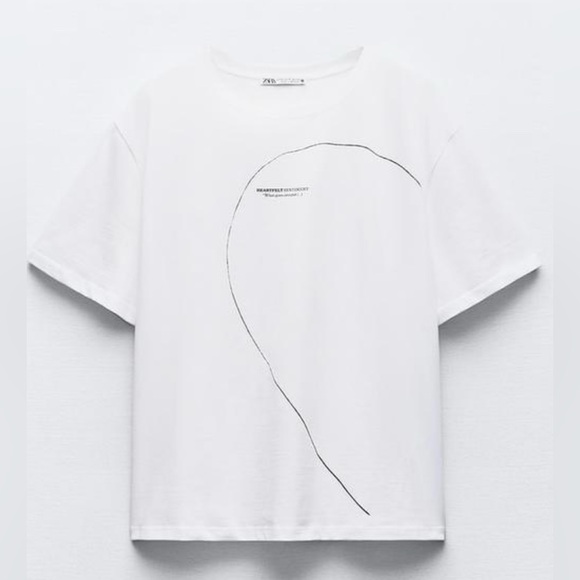 Zara Heartfelt Sentiment: What goes around | Short-Sleeve T-shirt | Large | NWT - Picture 2 of 13